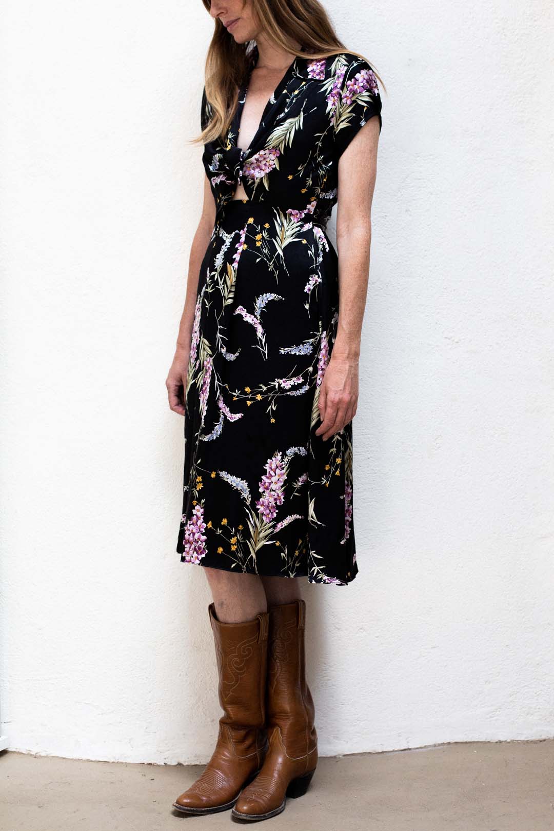 Lindsey Thornburg Clark Dress Black and Lavender Floral