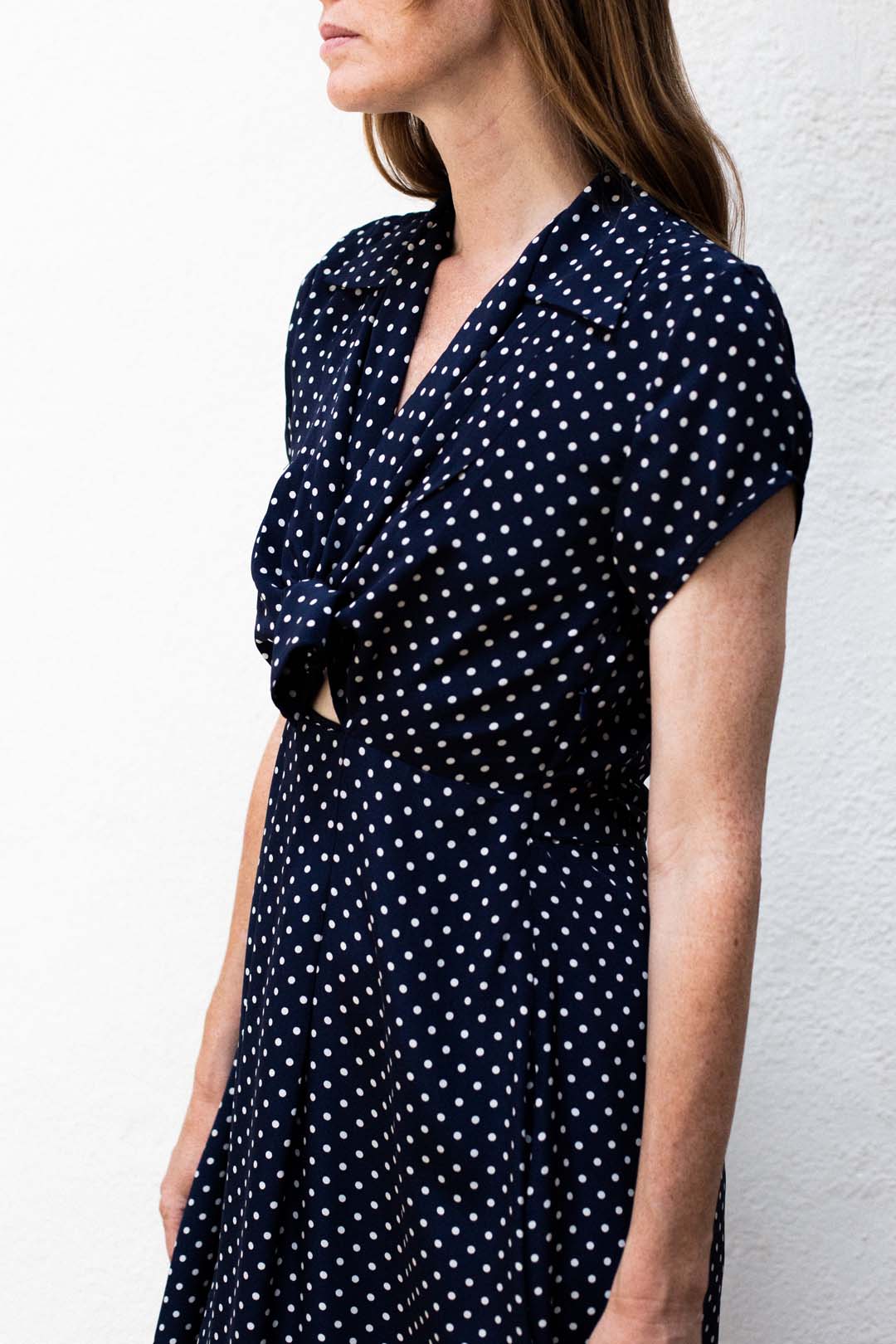 Lindsey Thornburg Clark Navy Polka Dot Dress