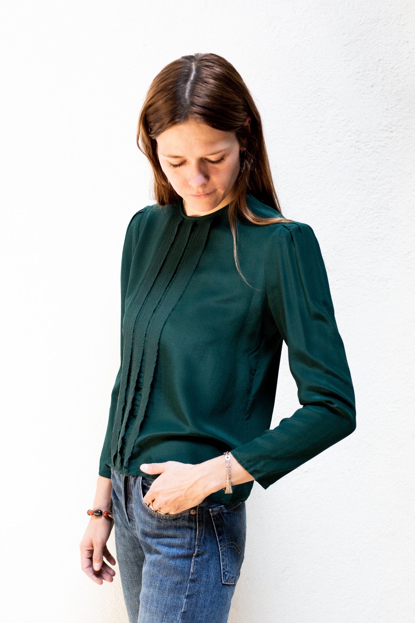 Vintage Green Silk Blouse