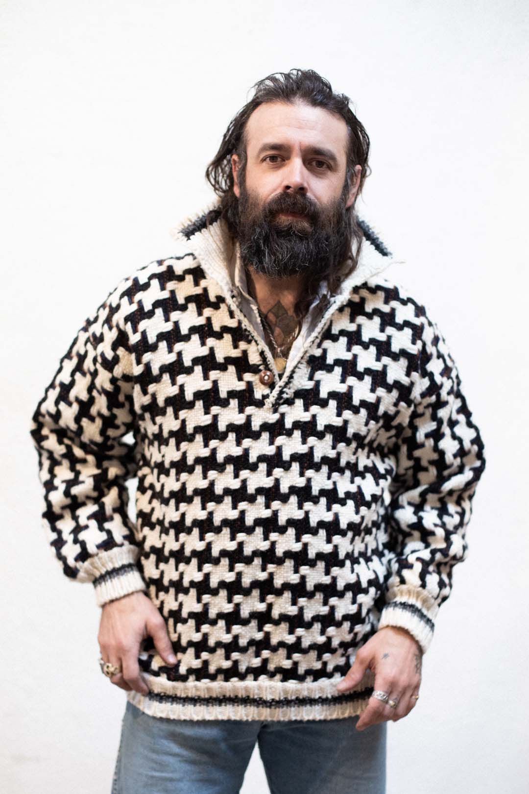 Hand knitted Vintage Wool Patterend Sweater