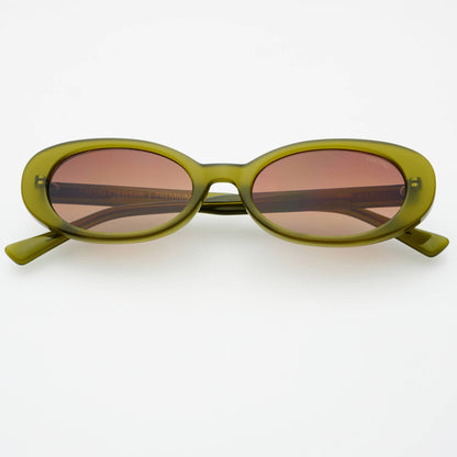Mimi Acetate Oval Sunglasses : Olive