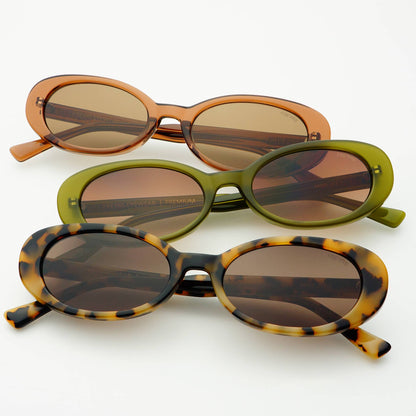 Mimi Acetate Oval Sunglasses : Olive
