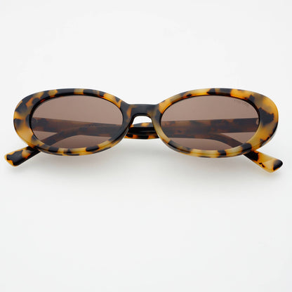 Mimi Acetate Oval Sunglasses: Milky Tortoise