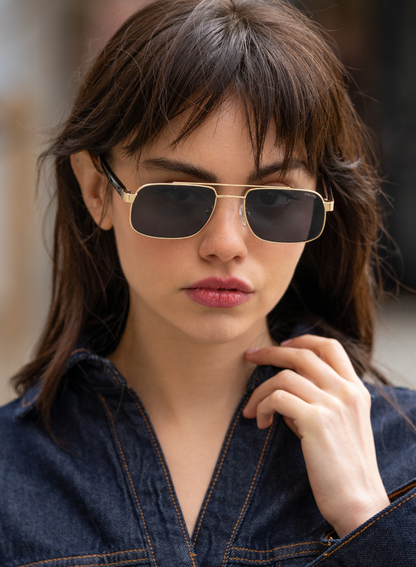 Vesper Unisex Aviator Sunglasses : Gold / Gray