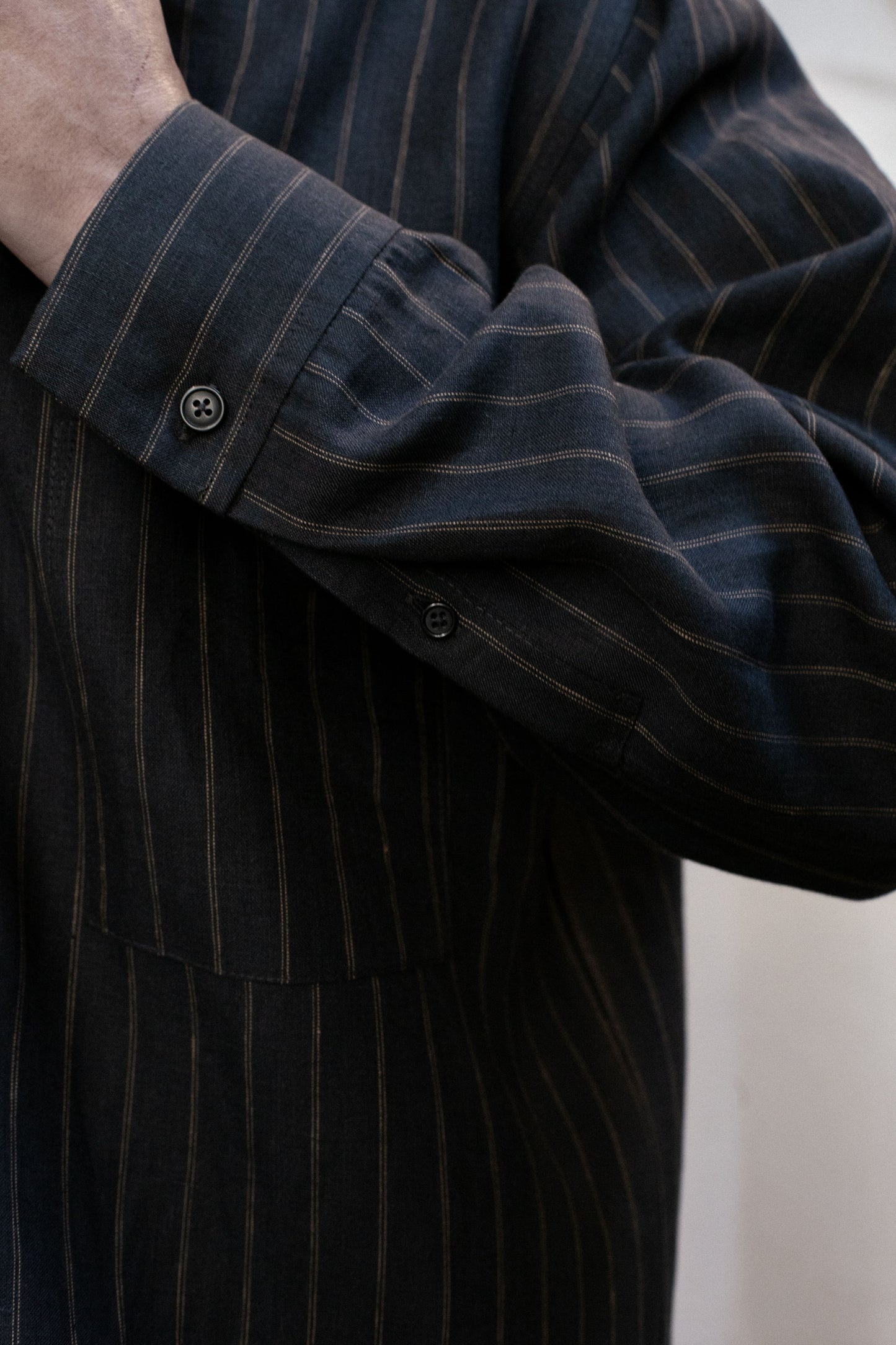 Casual Shirt in Dark Stripe Linen