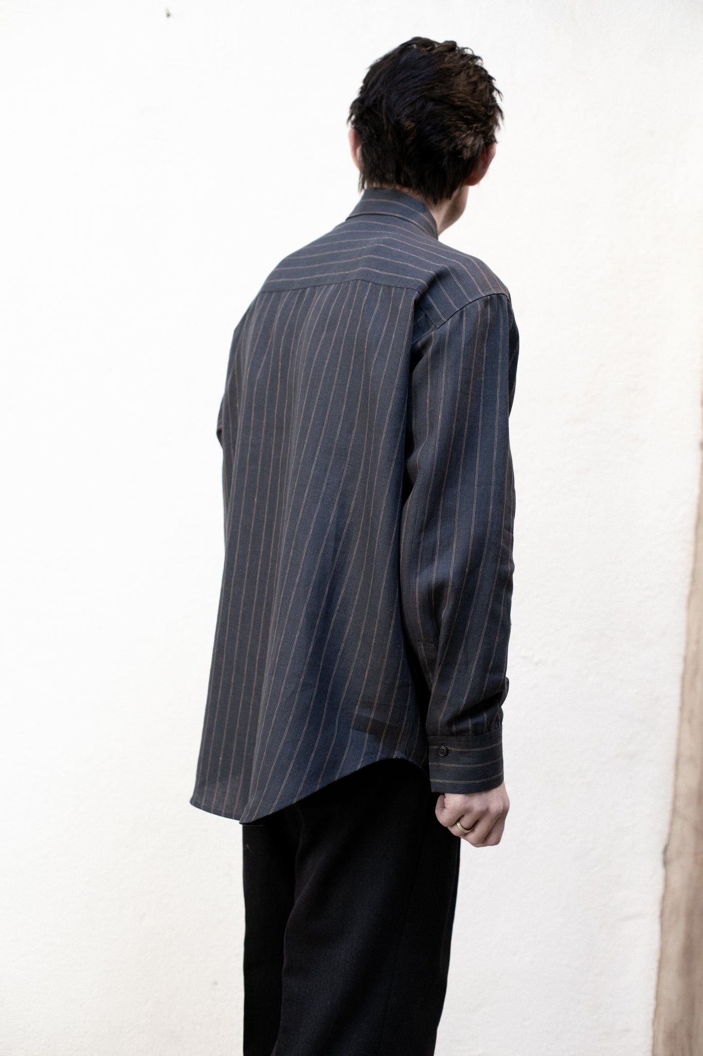 Casual Shirt in Dark Stripe Linen