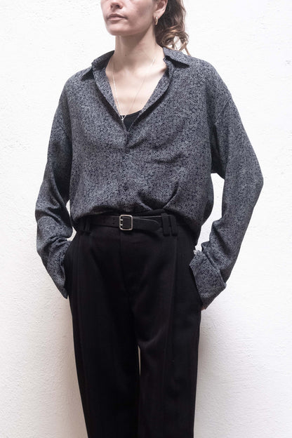 Dress Shirt in Dark Blue Party Print Tencel