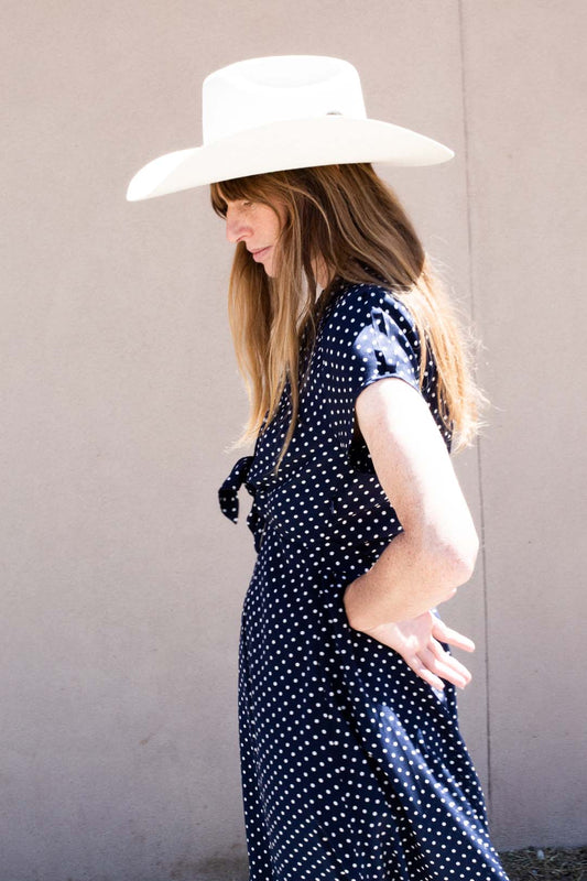 Lindsey Thornburg Clark Navy Polka Dot Dress