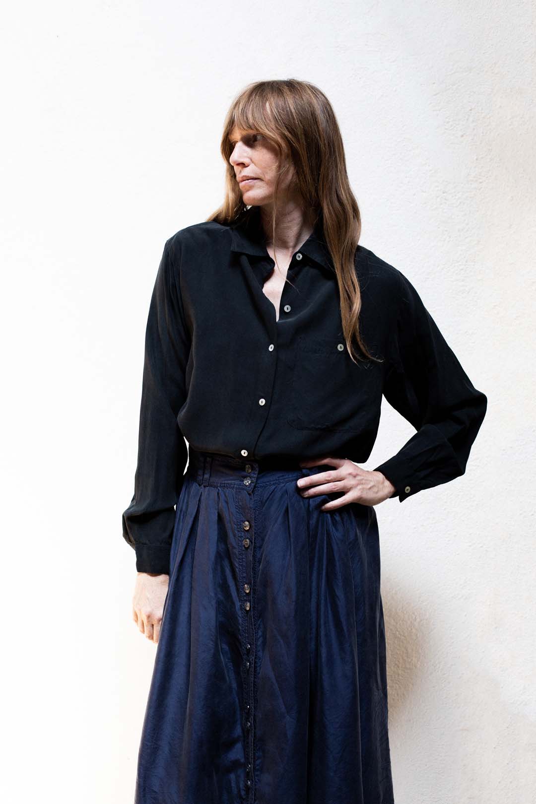Vintage Silk Black Shirt