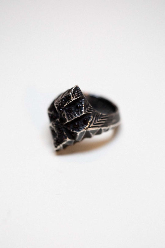 Diamond Shaped Signet Ring with Taos Garnet