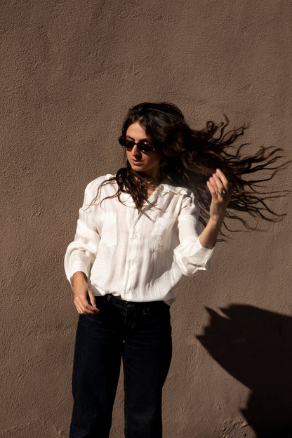 Casual Shirt in Creme Tencel Plaid (Copy)