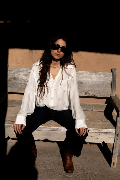 Casual Shirt in Creme Tencel Plaid (Copy)