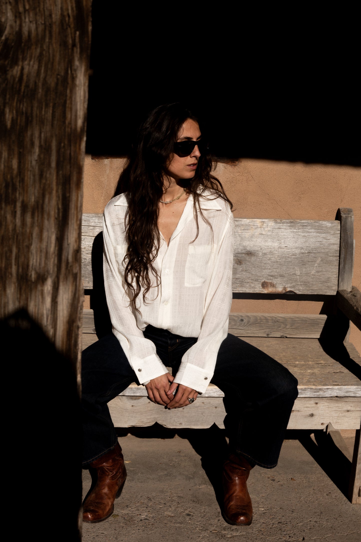 Casual Shirt in Creme Tencel Plaid (Copy)