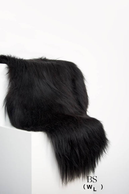 Black Icelandic Sheepskin Throw Rug