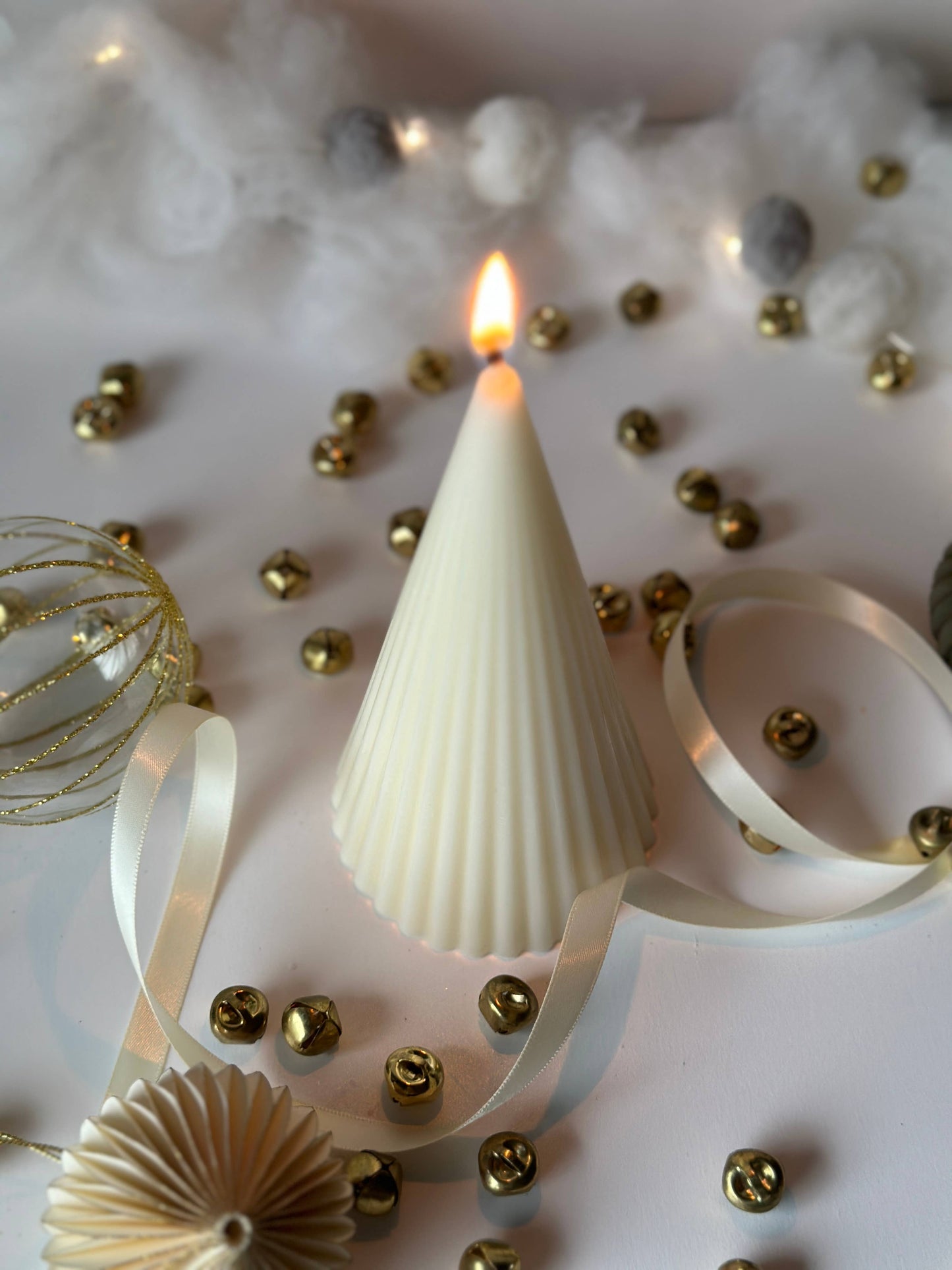Ribbed Cone Christmas Tree | Holiday Candles | Winter Decor: Unscented